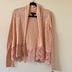 INC Pink Lacy Cardigan Sweater Size M NWT